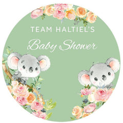 Lofaris Floral Koala Baby Name Gender Reveal Round Backdrop