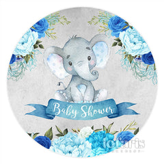 Lofaris Floral Lovely Elephant Circle Baby Shower Backdrop