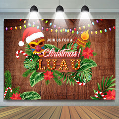 Lofaris Floral Palm Wooden Luau Merry Christmas Backdrop