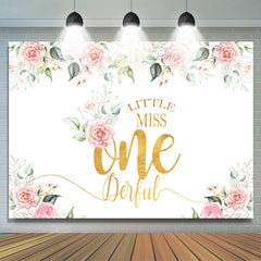 Lofaris Floral Pink Little Miss Onederful Birthday Backdrop