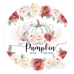 Lofaris Floral Pumpkin Is On The Way Round Baby Shower Backdrop