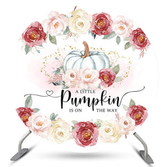 Lofaris Floral Pumpkin Is On The Way Round Baby Shower Backdrop