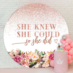 Lofaris Floral She Knew Could Round Graduation Backdrop