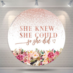 Lofaris Floral She Knew Could Round Graduation Backdrop