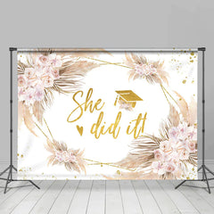 Lofaris Floral Sweet She Did It Happy Hraduation Backdrop