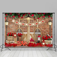 Lofaris Floral Wall Love Lights Happy Valentines Day Backdrop