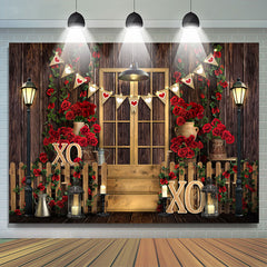 Lofaris Floral Wooden Heart Happy Valetines Day Backdrop