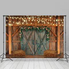 Lofaris Florals Wooden Door and Lights Backdorp for Autumn