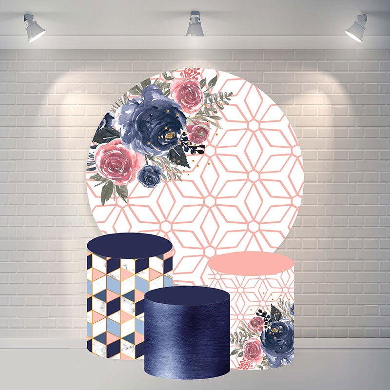 Lofaris Flower And Geometry Circle Happy Birthday Backdrop