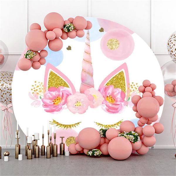 Lofaris Flower And Unicron Round Baby Shower Backdrop For Girl