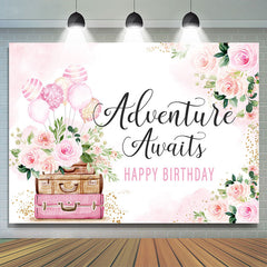 Lofaris Flower Balloon Adventure Await Birthday Backdrop