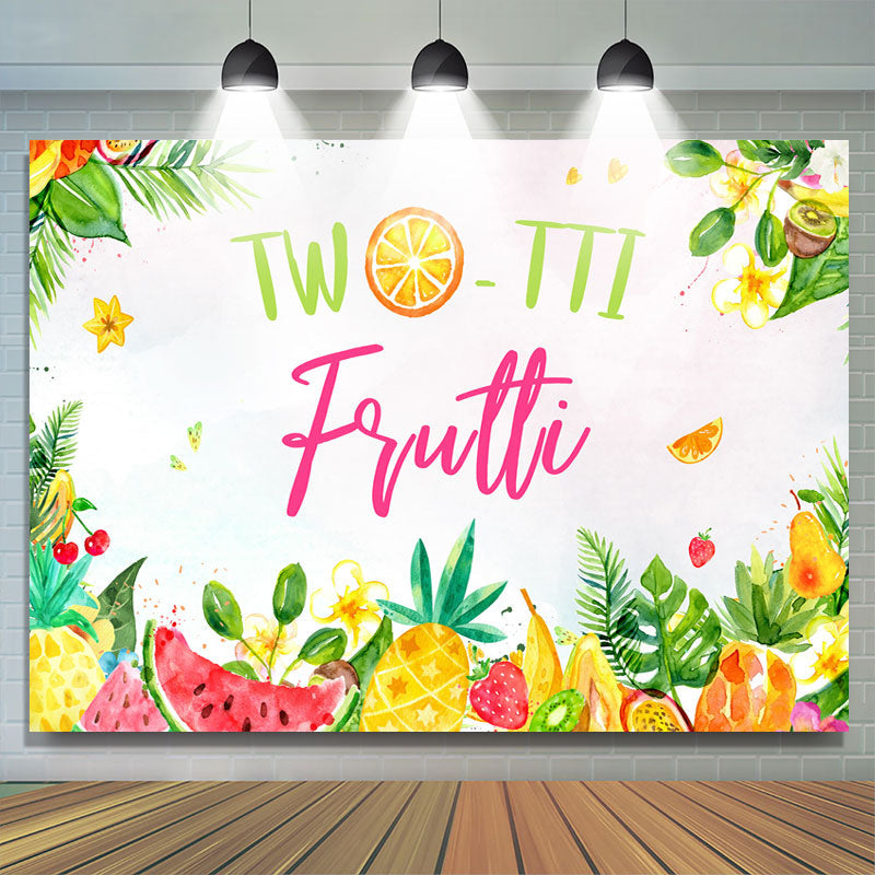 Lofaris Flower Fruits Green Leaves Happy Birthday Backdrop