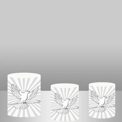 Lofaris Flying White Pigeon Backdrop Plinth Cylinder Cover Kit