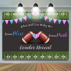 Lofaris Football Backdrop Baby Shower Pink and Blue Backdrops