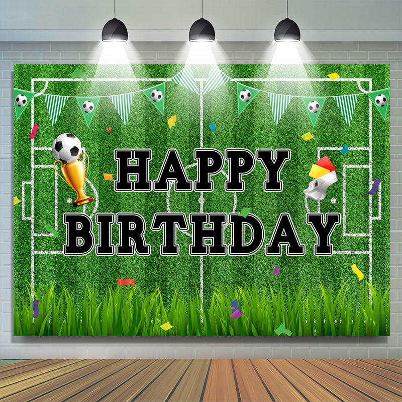 Lofaris Football Field Grass Sport Theme Birthday Backdrop