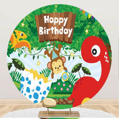 Lofaris Forest And Animals Happy Birthday Circle Backdrop