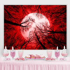 Lofaris Forest Red Night Moon Backdrop for Halloween Party