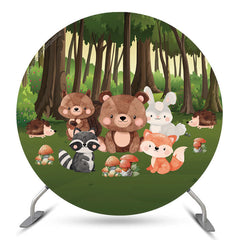 Lofaris Forest Wild Safari 1st Birthday Round Backdrop Cover