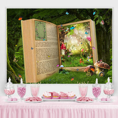 Lofaris Forest With Cartoon Book And Butterfly Spring Backdrop