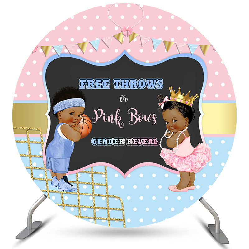 Lofaris Free Throws Or Pink Bows Circle Baby Shower Backdrop