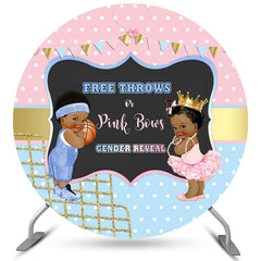 Lofaris Free Throws Or Pink Bows Circle Baby Shower Backdrop