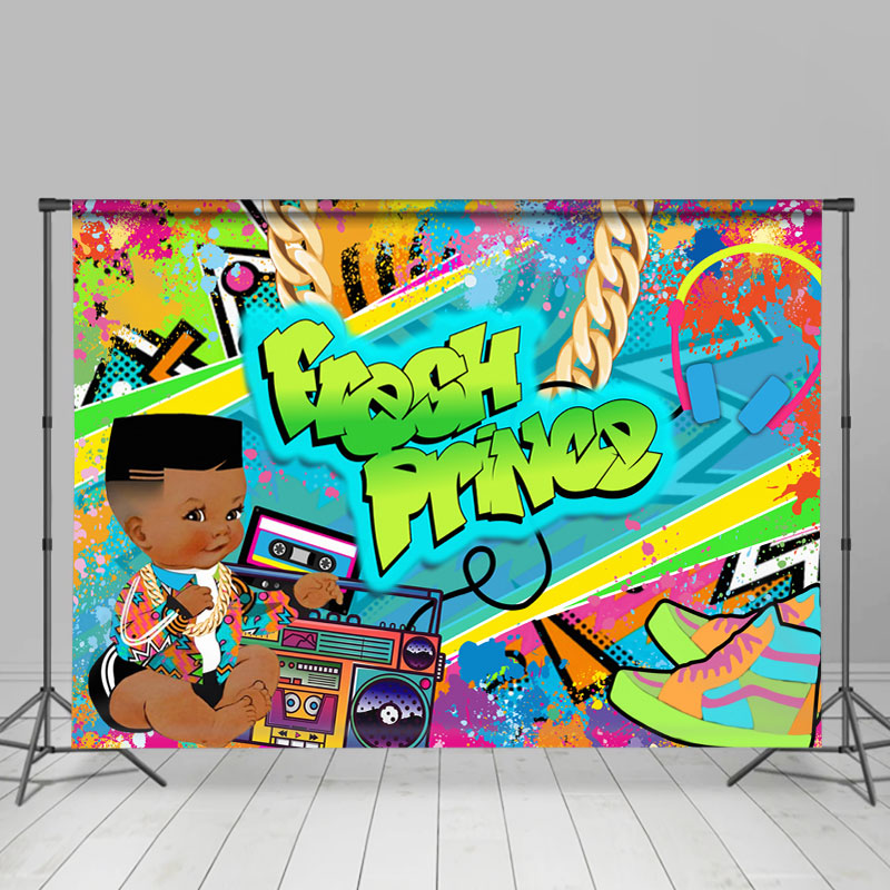 Lofaris Fresh Prince Abstract Graffiti Baby Shower Backdrop