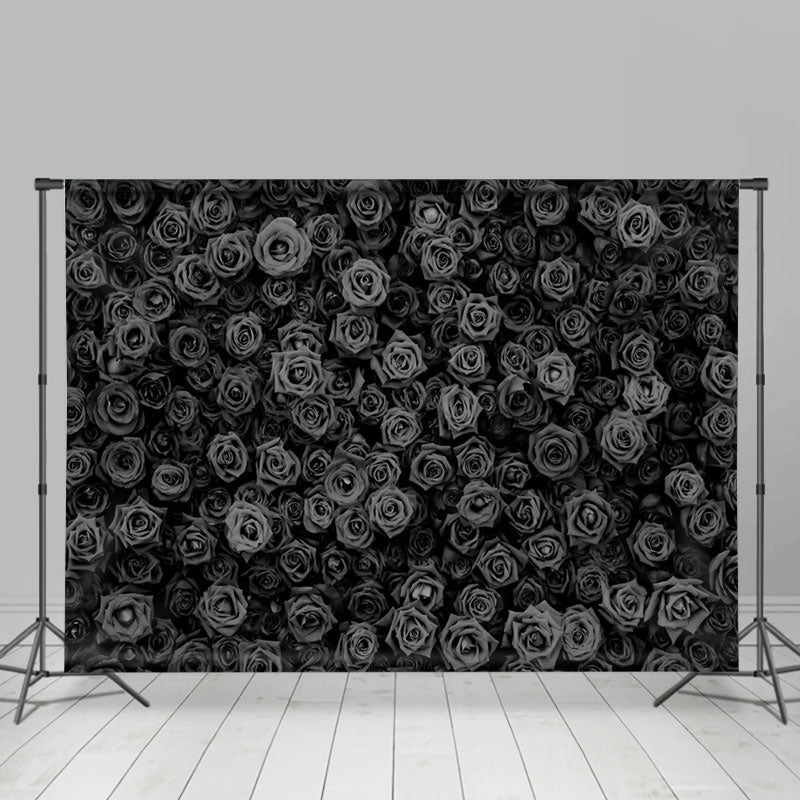 Lofaris Full Black Roses Gothic Happy Valetines Day Backdrop