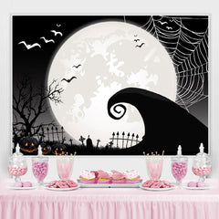 Lofaris Full Moon Bat Pimpkin Spooky Night Backdrop for Party