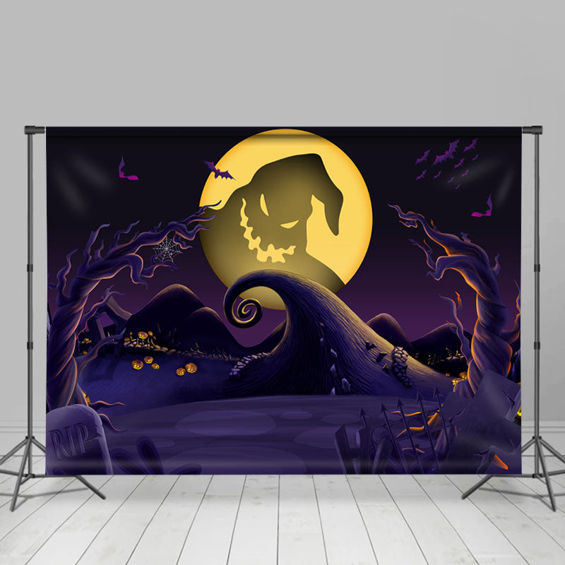 Lofaris Full Moon Scary Graveyard Tree Ghost Pimpkin Halloween Backdrop