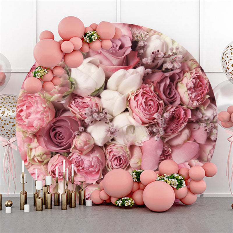 Lofaris Full Of Roses Happy Wedding Anniversary Round Backdrop