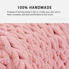 Lofaris Giant Skin Pink Chunky Knit Blanket Decoration For Bedroom