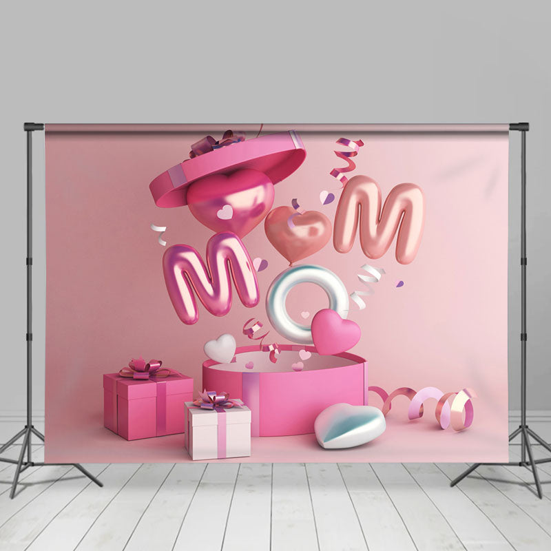 Lofaris Gift Boxes Theme Pink Happy Mothers Day Party Backdrop