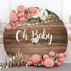 Lofaris Glitter And Floral Oh Baby Round Shower Backdrop