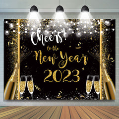 Lofaris UK Glitter And Golden Cheers To New Year 2023 Backdrop