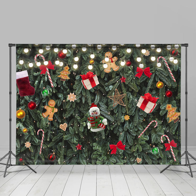 Lofaris Glitter And Green Christmas Tree Decoration Backdrop