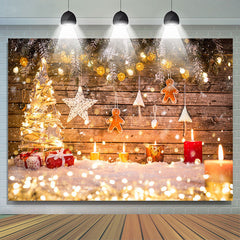 Lofaris Glitter And Shiny Christmas Tree With Candles Backdrop