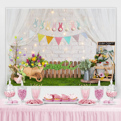 Lofaris Glitter And White Bricks Happy Easter Day Backdrop