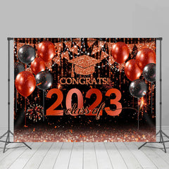 Lofaris Glitter Balloon Flag Hat Congrats 2023 Backdrop
