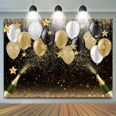 Lofaris Glitter Balloon Star Champagne Graduation Backdrop