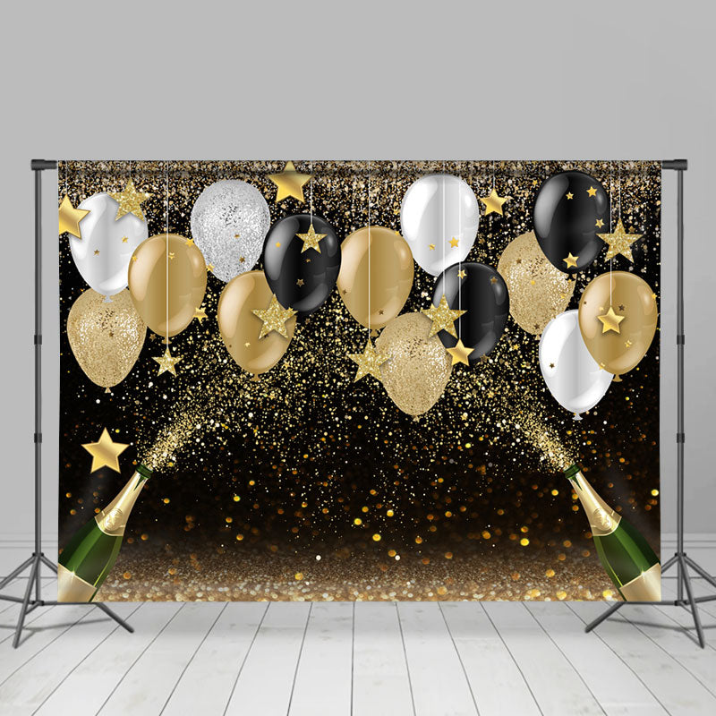 Lofaris Glitter Balloon Star Champagne Graduation Backdrop