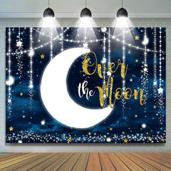 Lofaris Glitter Blue And Over The Moon Baby Shower Backdrop