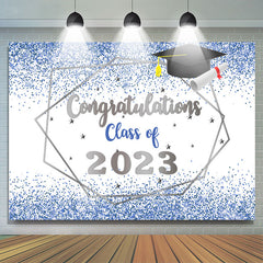 Lofaris Glitter Blue And Silver Congratulations Class Backdrop