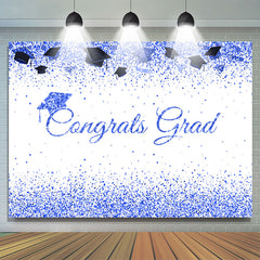 Lofaris Glitter Blue Congrats Theme Graduation Backdrop