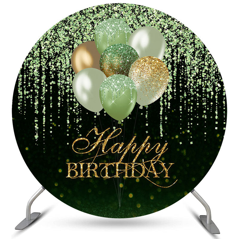 Lofaris Glitter Bokeh Balloon Circle Happy Birthday Backdrop