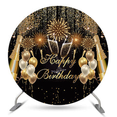 Lofaris Glitter Champagne Balloons Circle Birthday Backdrop