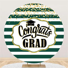 Lofaris Glitter Circle Green-White Stripes Congrategrad Backdrop