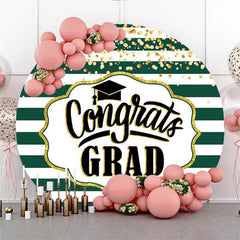 Lofaris Glitter Circle Green-White Stripes Congrategrad Backdrop