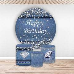 Lofaris Glitter Diamond Blue Round Birthday Backdrop Kit