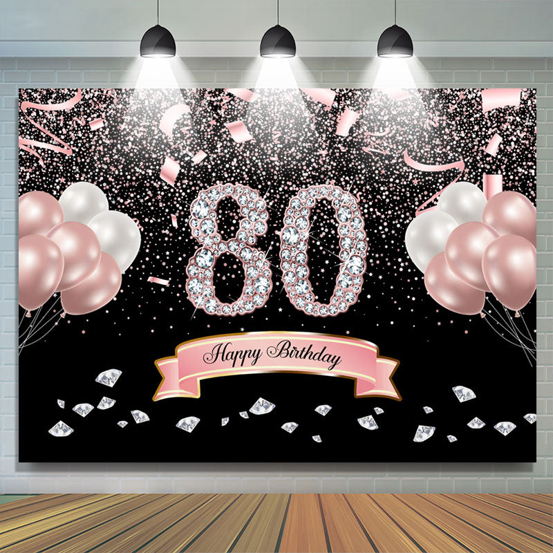 Lofaris Glitter Fiesta Ribbion Happy 80Th Birthday Backdrop