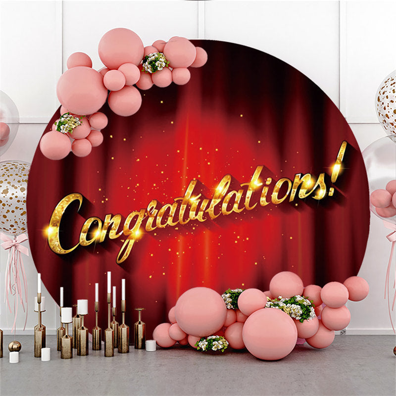 Lofaris Glitter Gold And Red Circle Happy Graduation Backdrop